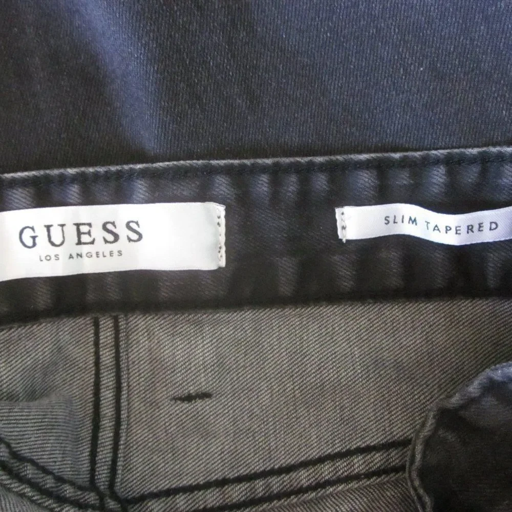 Guess Jeans Unisex Slim Black Denim Mens Size 32 Camo Stripe Detail 31